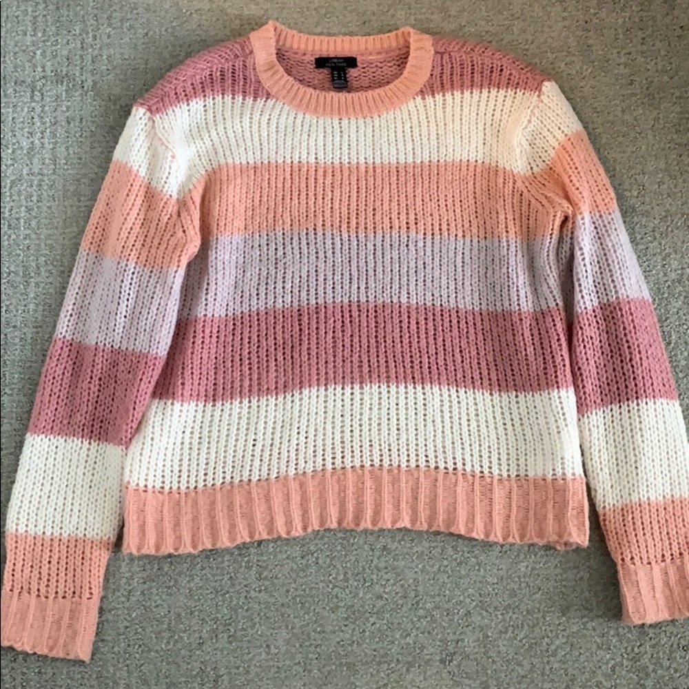 Pink striped wool like sweater